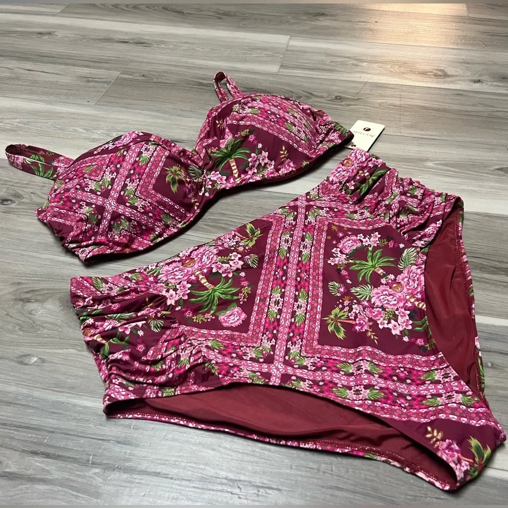 Floral Burgundy Women's Bikini Set